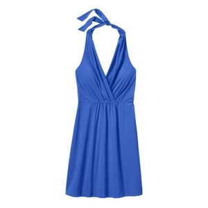 Athleta size 10 Go Anywhere Halter Dress Removable Padding Cerulean